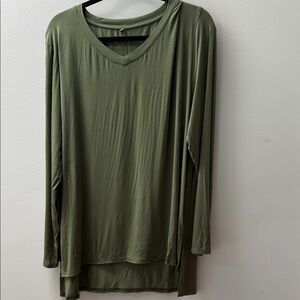 Elegant Olive V-Neck Women's Tunic